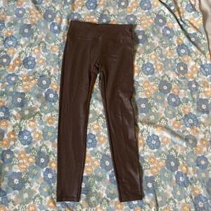 Retro Gong brown faux leather leggings women's medium